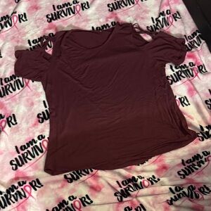 Women's Burgundy Cold Shoulder Top
